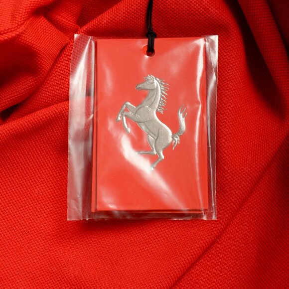 Scuderia Ferrari Men's Piquet Ferrari Tape Short Sleeve Polo Shirt US L IT 52 - Picture 6 of 7